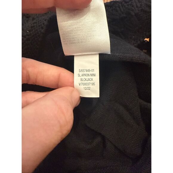 Old Navy Black Crochet Knit Sleeveless Halter Tie Neck Strap Mini Dress Medium - Picture 4 of 6